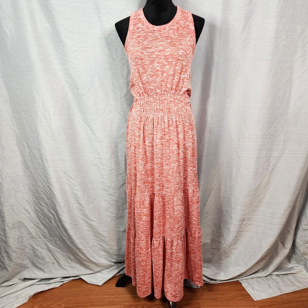 LOFT Lou & Grey Size Medium Redish Orange Flecked Tiered Sleeveless Maxi Dress - Picture 2 of 13